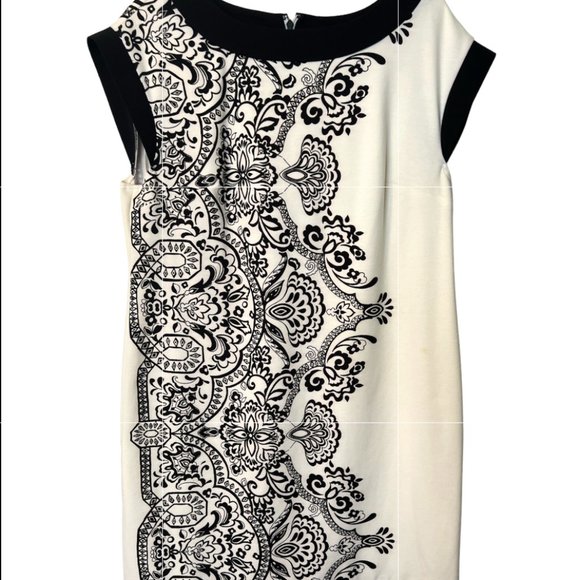 donna morgan white with black pattern dress - Picture 1 of 7